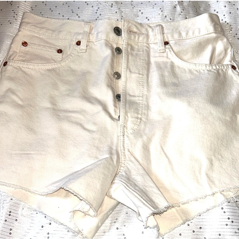 RE/DONE vintage white Women's Cream Denim Shorts